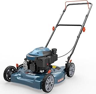 Senix 144 cc Gas Lawn Mower, 20 inch 2-in-1 Push Mower with Mulching and Side Discharge, 4-Cycle Engine, 5 Position Cutting Height Adjustment for Lawn, Yard and Garden (LSPG-L5)
