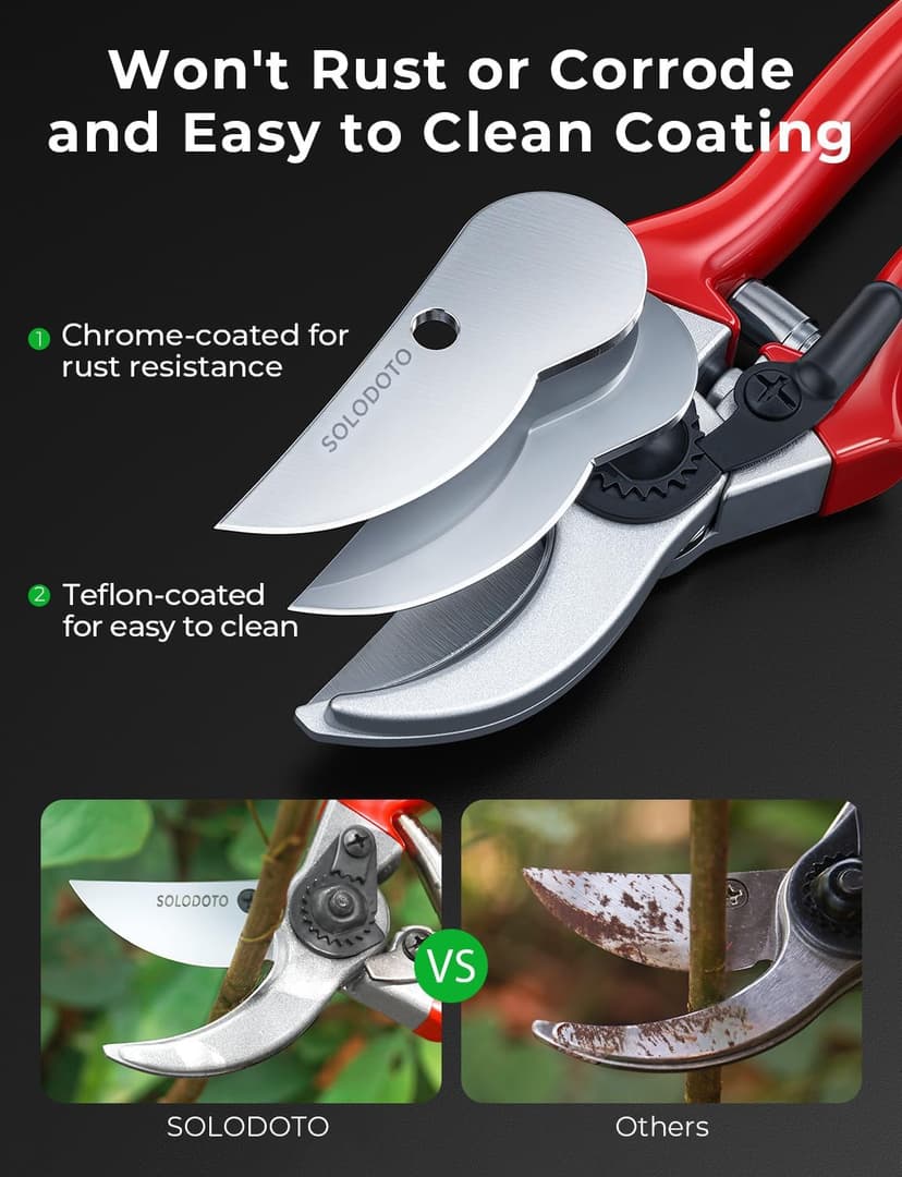 SOLOTODO 8.5" SK5 Bypass Pruning Shears for Gardening, 4x Sharper Garden Shears Clippers Scissors, Professional Pruners for Gardening Gifts for Women Men, Japanese Steel German Technique, Non-breaking