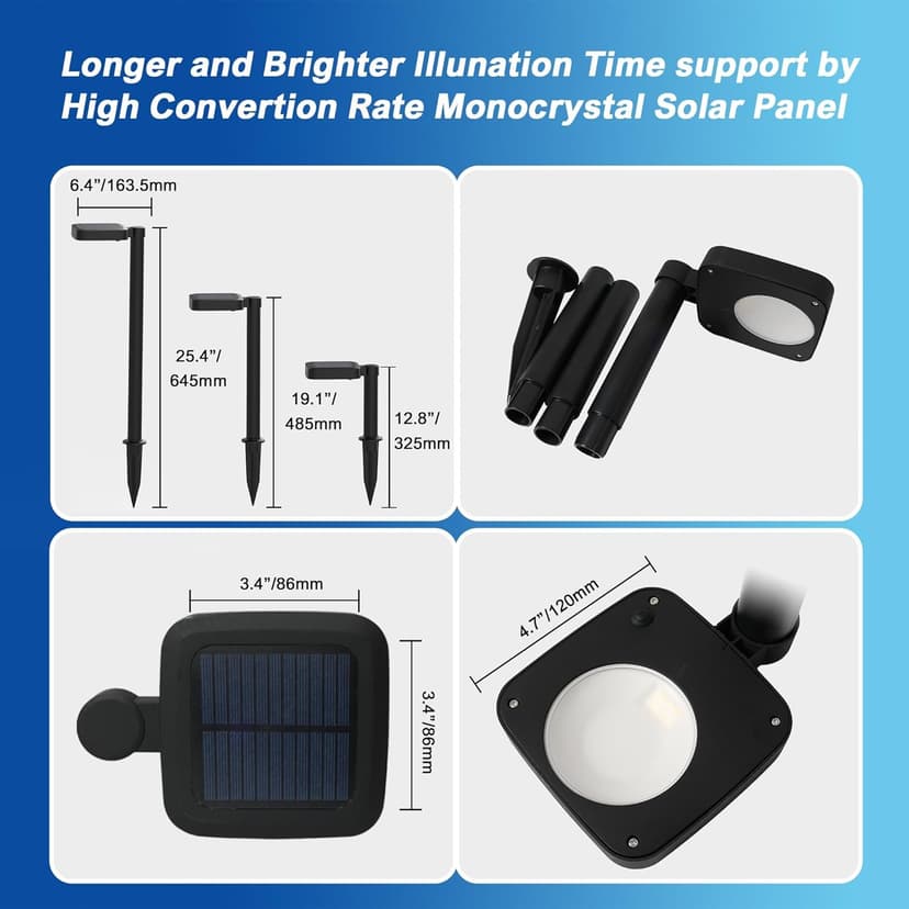 4 Pack Solar Pathway Lights with 2-in-1 Warm White and Cool White Light Modes, Solar Lights for Outdoor Garden Yard Landscape Path Walkway Sidewalk