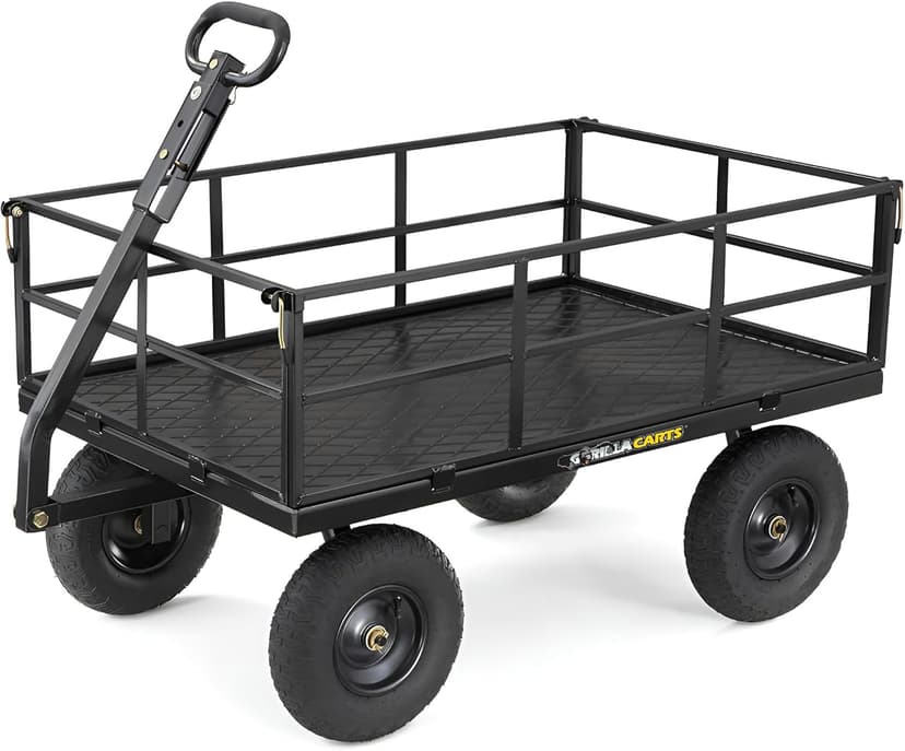 Gorilla Carts Heavy Duty Utility Cart, All Terrain Garden Wagon, 1200 Lb, Black