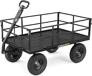 Gorilla Carts Heavy Duty Utility Cart, All Terrain Garden Wagon, 1200 Lb, Black