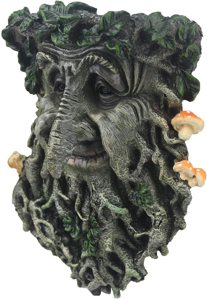 Tree Face Sculpture, Flower Planter Pot Hand-Painted Greenman Tree Face Garden Decoration for and Home Décor