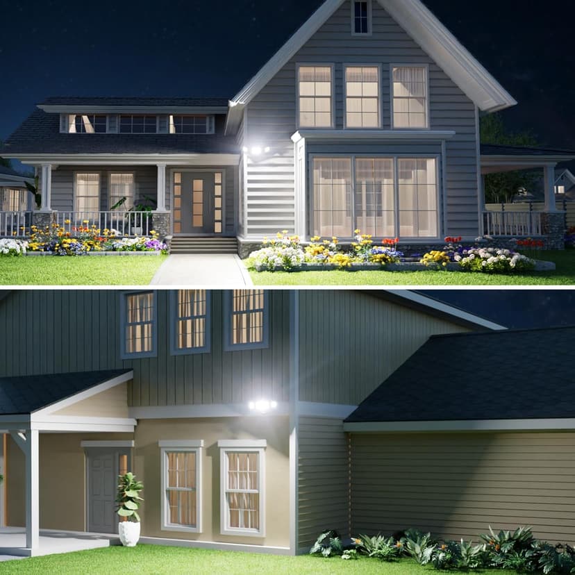 Onforu 60W LED Dusk to Dawn Outdoor Lighting, 6000LM Exterior Flood Light, IP65 Waterproof Outdoor 3 Adjustable Heads Photocell Security Lights Fixture, 6500K Floodlights for Garage, Patio, Yard