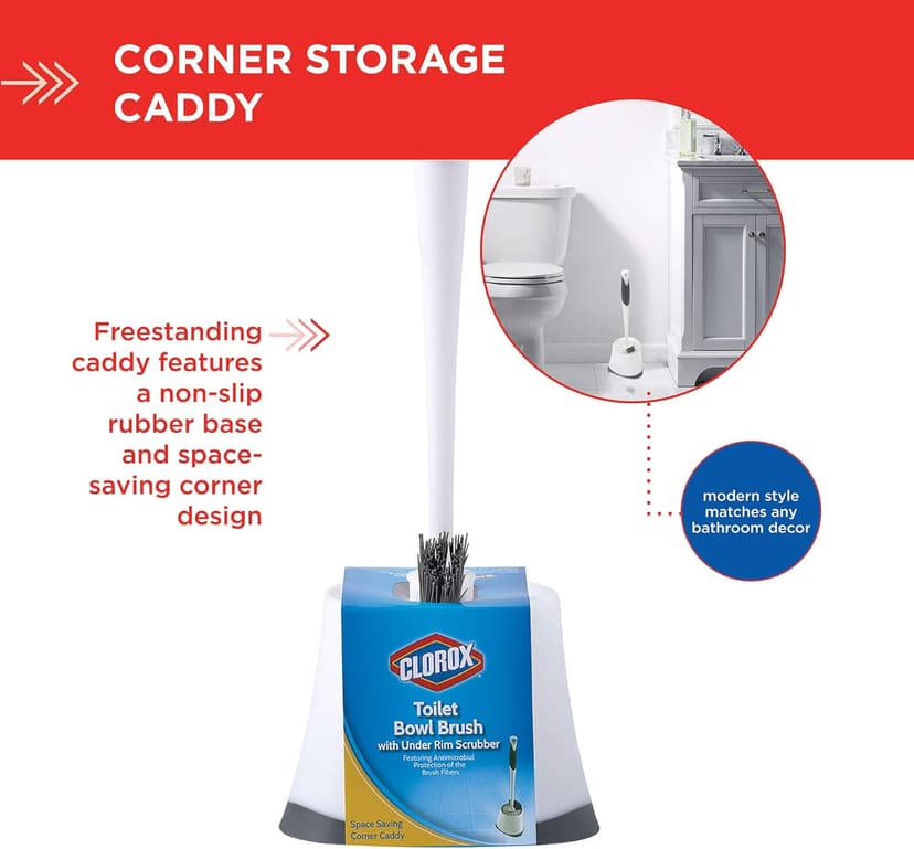 Clorox Corner Toilet Bowl Brush With Under Rim Scrubber