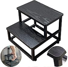 Step Stools for Adults Kids, Heavy Duty Sturdy Metal Frame Hold Up to 500 Lbs Capacity for Kitchen Bathroom Bedroon -Black
