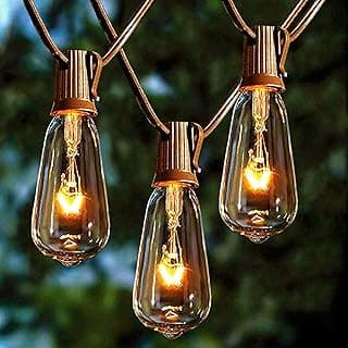 Afirst Outdoor String Lights 20FT with 22 Edison Bulbs Vintage Brown Bistro Lights Waterproof ST40 String Lights for Patio Backyard Party Wedding