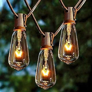 Afirst Outdoor String Lights 20FT with 22 Edison Bulbs Vintage Brown Bistro Lights Waterproof ST40 String Lights for Patio Backyard Party Wedding