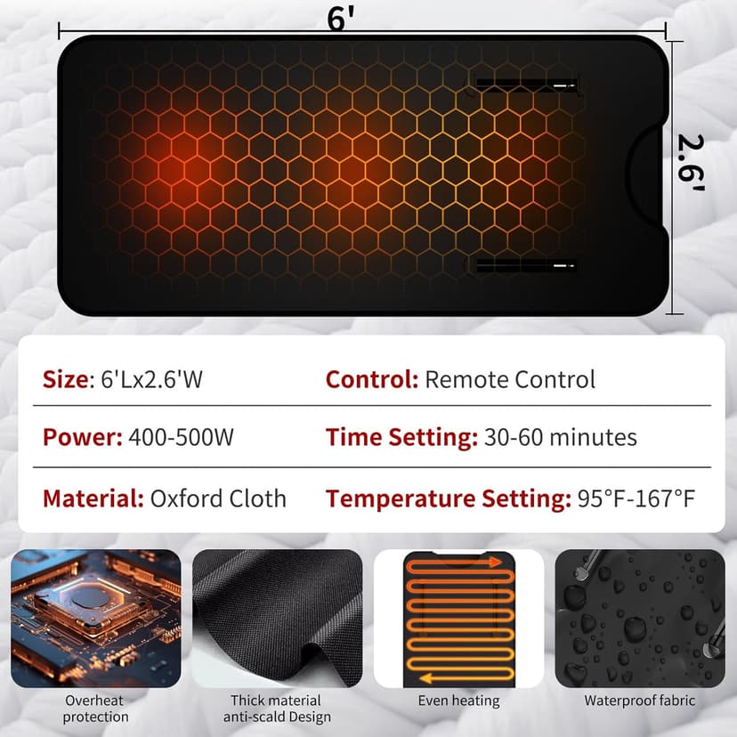 Buyplus Infrared Sauna Blanket, Portable Infrared Blanket for Relaxation, Sauna for Home Use with 95-167°F Temp Range & 30-60 Minutes Timer, 6'Lx2.6'W