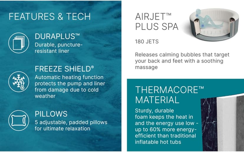 Bestway SaluSpa Toronto Smart AirJet Plus Hot Tub with App Control, 7 Person Capacity, Pool Cover, Spa Pump, 5 Pillows, and Repair Patch, Brown