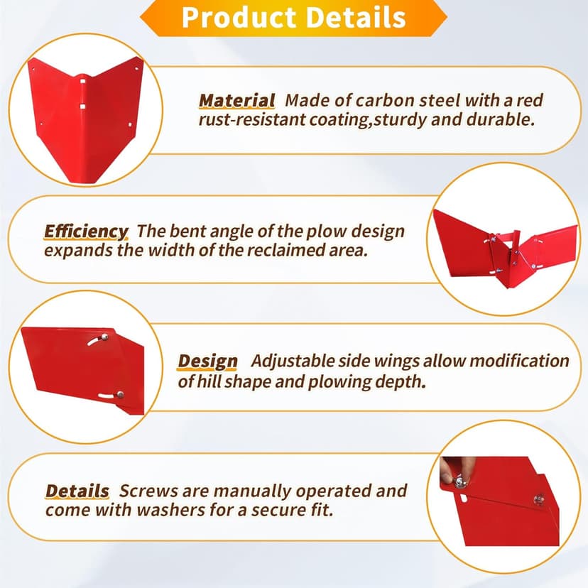 15683 Hiller-Furrower Kit for Rear Tine Tillers, Adjustable Wings, Three Connection Options, Easy Installation, Thickened Materials, Suitable for All Land Types, 2-Year Warranty.