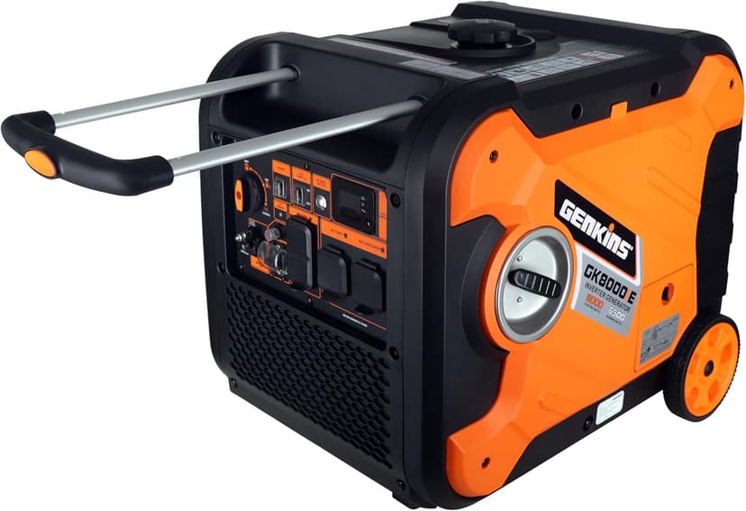8000 Watts Portable Inveter Generator Quiet Operation Electric Starter Gas Powered Wheel Kit Included Gas Powered Perfect for Camping, Recreation, Emergercy Back UP etc
