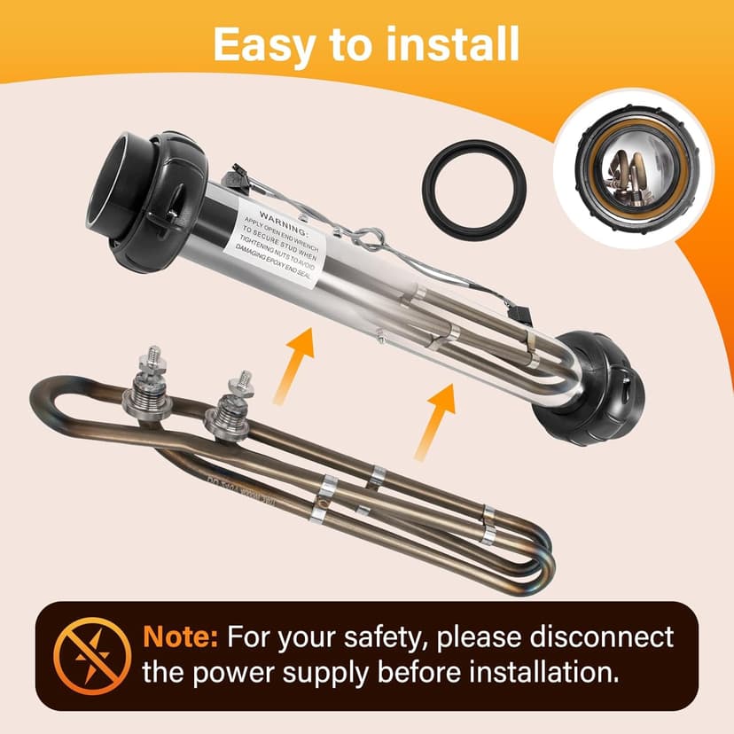 4KW 240V Universal Titanium Hot Tub Heating Element Replacement for Balboa Spa Heater Element, Flo-Thru Hot Tub Heater Element for Spa Electric Heaters and Swimming Pools