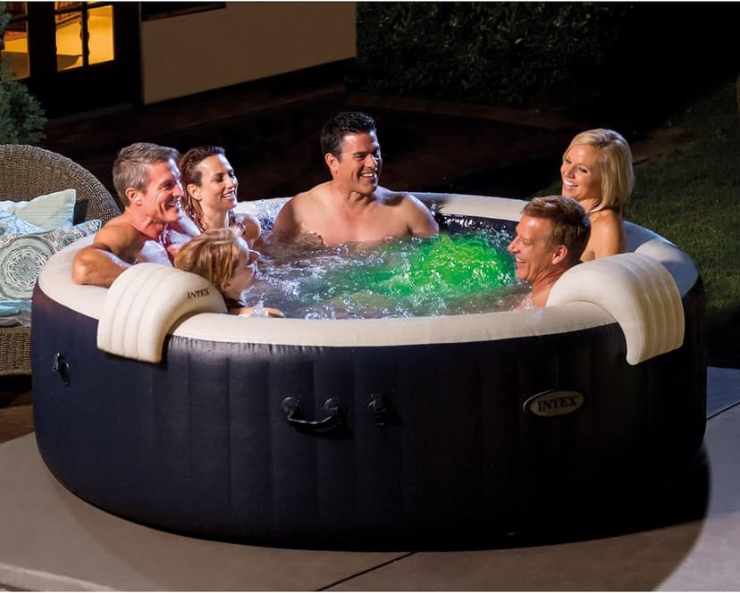 INTEX 28431EP PureSpa Plus Bubble Massage Spa Set: Includes Energy Efficient Spa Cover – 2 Contoured Headrest – LED Light – 6 Person Capacity – 85" x 28"