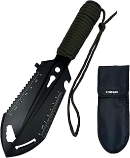 Small Camping Shovel, 9 in 1 Mini Hand Shovel, Portable backpacking Trowel, Ultralight Compact Multitool for Camping, Gardening, Outdoor Survival, Black