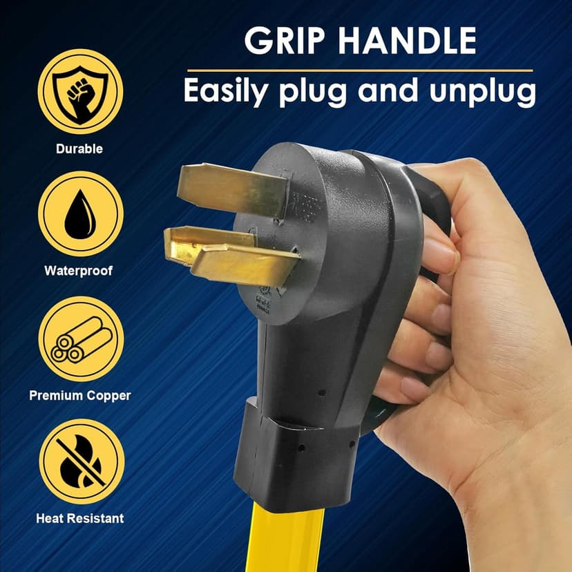 Generator Transfer Switch Adapter Cord TT-30 RV 30Amp to L14-30 Flexible with Ergonomic Handle, 30 Amp 3 Prong to 4 Prong 10 AWG Generator Plug Adapter, RV Generator Plug to Inlet Box 1FT