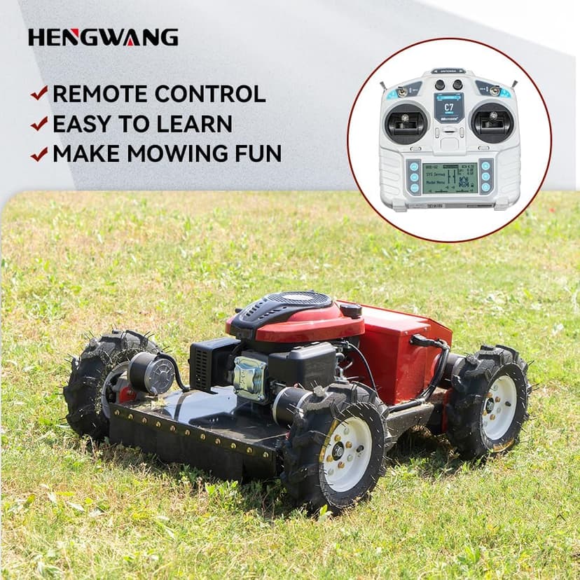 Remote Control Lawn Mower Electric Start 30° Climbing Four-Wheel Drive All Terrain Grass Cutter Yard Mower (HW-196-55JY)