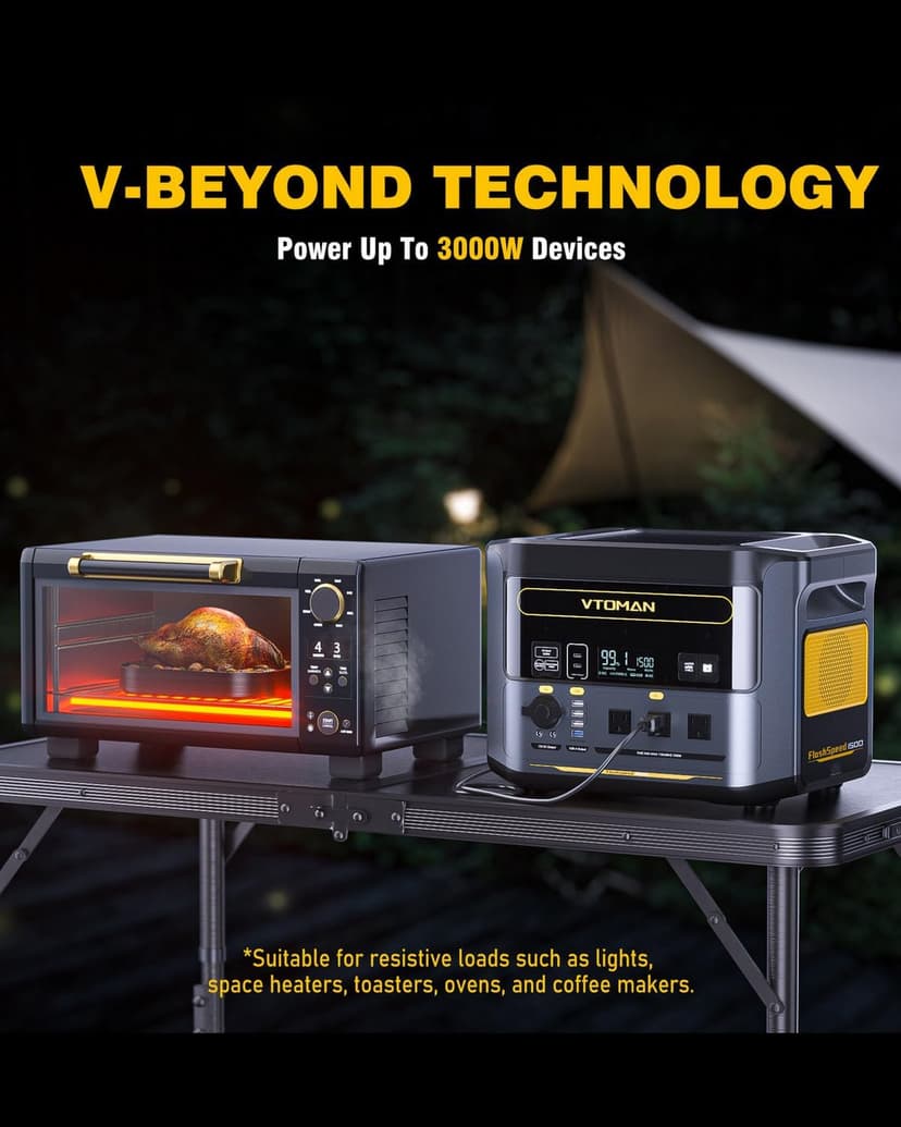 VTOMAN 3096Wh Solar Generator, FlashSpeed 1500 Power Station Bundle with Extra Battery & 400W Solar Panel, 1500W (3000W Peak) LiFePO4 Battery for Home Backup Power RV Emergency (3 Separate Packages)