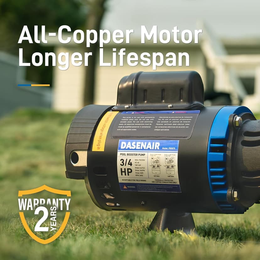 Booster Pump,3/4 HP Pure Copper Motor with Dual Voltage(115V or 230V),IPX4 Waterproof Compatible for Pressure Side Pool Cleaners Vac-Sweep 280,380,3900