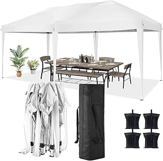 COBIZI Canopy 10x20 Pop Up Canopy Tent Party Tents for Parties Weddings Backyard Waterproof Canopy Outdoor Commercial Instant Canopy Event Tent with Stakes, Ropes,Sandbags, White