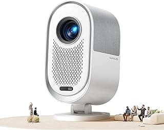 [AI Auto Focus/Dolby Audio] Projector with WiFi6 and 2-Way Bluetooth, 20W Speakers, 1080P Home Theater Movie Proyector, Fully Sealed Projector w/ HDMI ARC, iWIMIUS for Indoor&Outdoor (White, Standard)