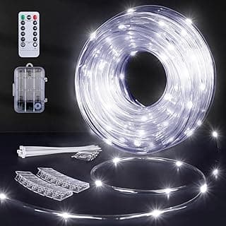 BRIGHTDECK LED Canopy Rope Lights,40ft Outdoor Battery Operated String Lights for 10'x10' Tents,8 Modes Pop Up Canopy Waterproof Camping Tent Light Accessories with Remote