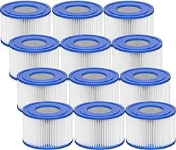 Type VI Hot Tub Filter Cartridge Compatible with Lay-Z-Spa, Coleman SaluSpa 90352E, 58323E, 58323 Swimming Pool Pump (12 Pack)