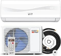 COSTWAY 9000BTU Mini Split Air Conditioner& Heater, 17 SEER2 208-230V Wall-Mounted Ductless AC Unit Cools Rooms up to 450 Sq. Ft, Energy Efficient Inverter AC with Heat Pump (Blast Series)