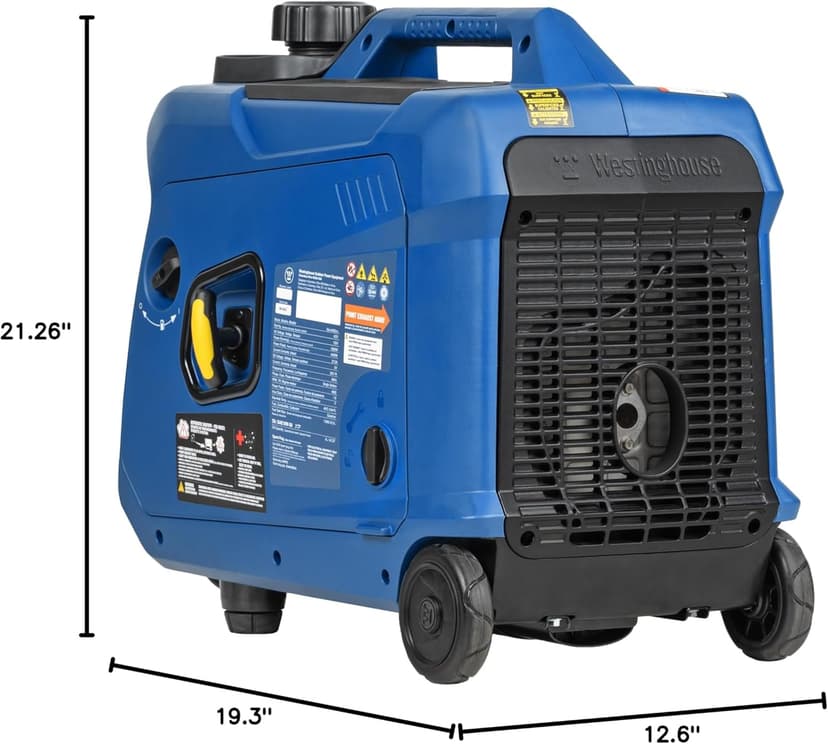 Westinghouse 4000 Peak Watt Super Quiet Portable Inverter Generator, Wheel & Handle Kit, RV Ready 30A Outlet, Gas Powered, CO Sensor, Parallel Capable