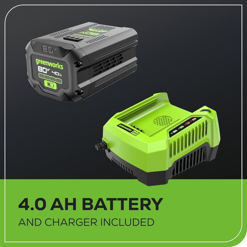 Greenworks 80V 21" Brushless Cordless (Self-Propelled) Lawn Mower (LED Headlight + Aluminum Handles), 4.0Ah Battery and Rapid Charger Included (75+ Compatible Tools)