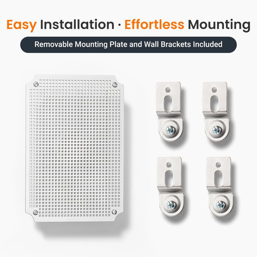QILIPSU Waterproof Junction Box IP67 Outdoor Plastic Electrical Project Enclosure Weatherproof with Mounting Plate, Wall Brackets, Hinged Grey Cover 11.2"x7.7"x5.1"