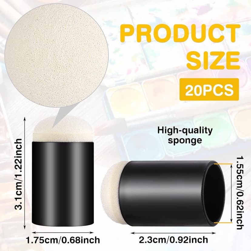 Prasacco 20 Pieces Finger Sponge Daubers, Finger Painting Sponge Craft Drawing Sponge for Arts Craft Painting Sponges for Painting Sponge Dauber for Painting Art Ink Crafts Chalk Card Making