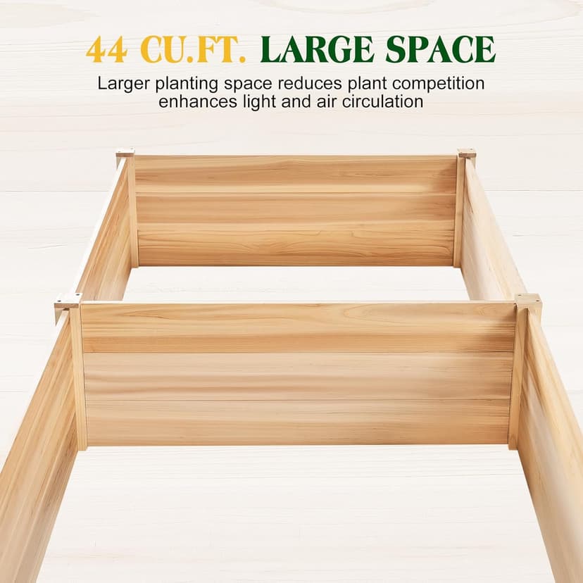Amerlife 8x4 Ft Wood Raised Garden Bed, Durable 15 Inch Depth Planter Box for Vegetables, Herbs, and Flowers, Ideal for Outdoor Gardening with Open Base