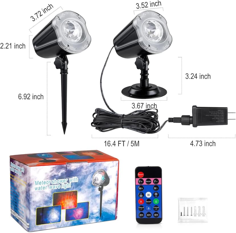 Laser Wave Projector Outdoor, Starry Sky & RGBW Ocean Wave Light Show with Remote Control, Waterproof IP65, Holiday Decor for Halloween, Christmas, Party, Garden, Yard