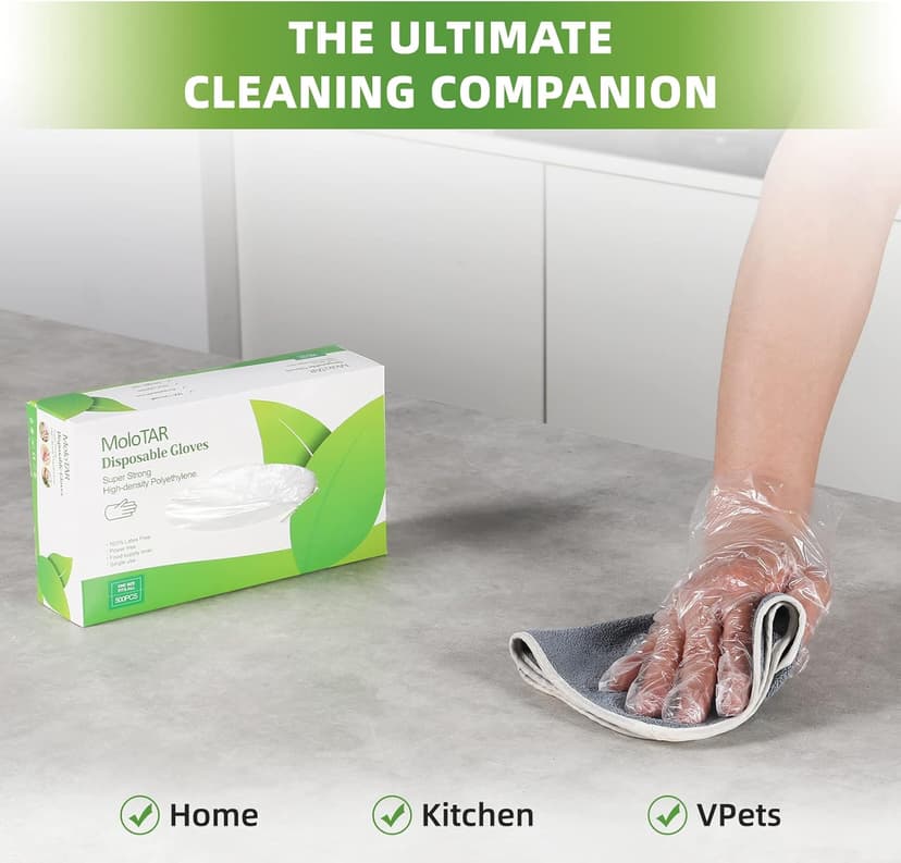 500 Pieces Plastic Disposable Gloves,Disposable Gloves for Cleaning, [ One Size Fits Most ]