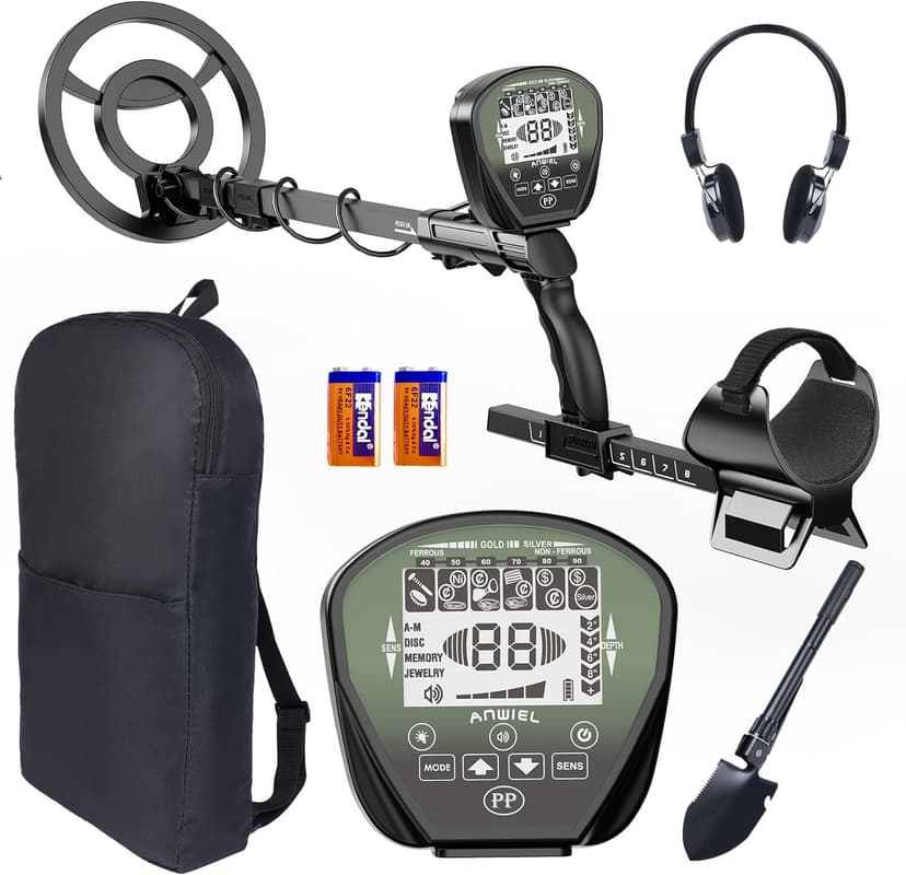 Metal Detector for Adults Professional, Higher Accuracy Gold and Silver Detector, Metal Detector Waterproof Pinpoint, Bigger LCD, 5 Mode, 10" IP68 Coil, New Advanced DSP Chip, Green