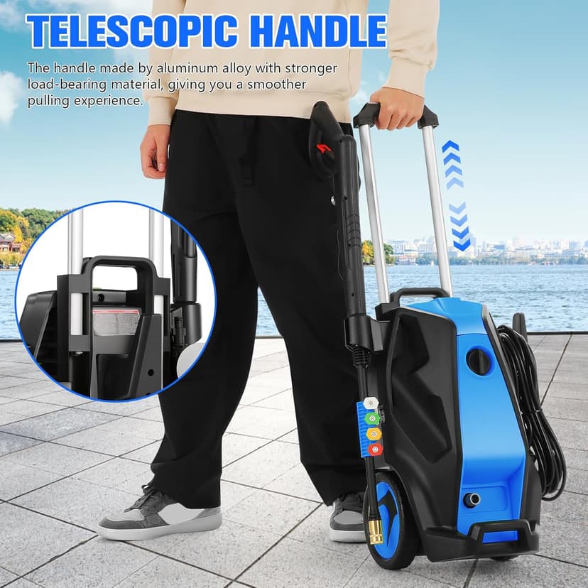 Electric Pressure Washer, 5000PSI 4.0GPM Heavy Duty Power Washer with 33 FT Extension Hose, 4 Quick Connect Nozzles and Foam Cannon for Cars/Fences/Driveways/Patios/Home Cleaning, Blue