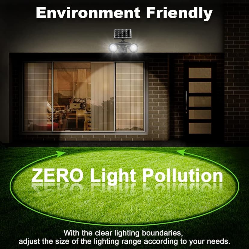 Solar Spotlight Outdoor Upgraded, Stay On All Night, 5000mAh LED Security Light Solar Powered, Exclusive Optical Solar Projector Light Auto On/Off Waterproof for Flag/Yard/House/Garden 2-Pack