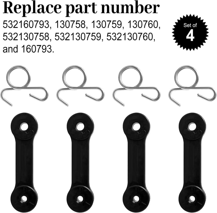 Bagger Latches for Crafts Mower - Rubber Latch Straps for Crafts hu sqvarna Poulan Pro Bagger, 532160793 Latch Hooks for Bagger Chute on Crafts HU Poulan Pro Riding Lawn Mower Tractor