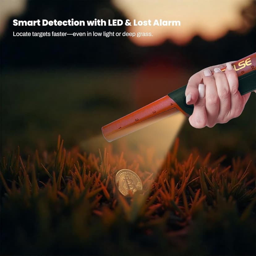 Fisher F-Pulse Waterproof Pinpointer Metal Detector, Red – Pulse Induction Technology for Deepest Detection, Long Battery Life, LED Light, vibrate & beep Modes for Precise Target Location.