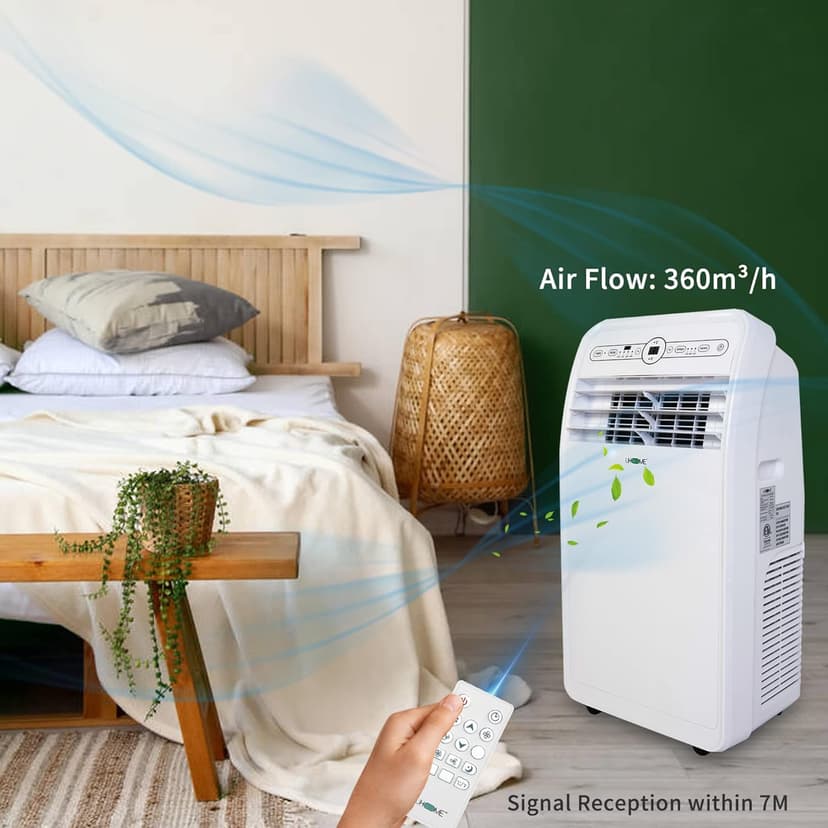 Uhome 12,000 BTU, 2024 New Portable Air Conditioner with Heat, 4-in-1 function Dehumidifier & Fan, Cools & Heats Space up to 400 Sq.ft, Remote Control and Window Kit Included, White
