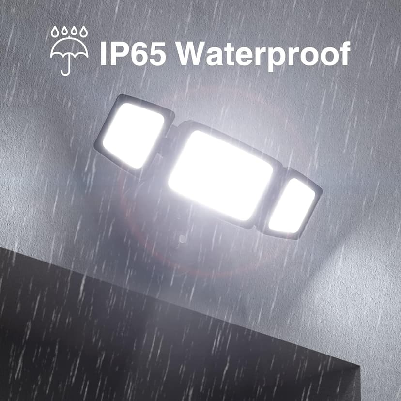 Onforu 60W LED Dusk to Dawn Outdoor Lighting, 2 Packs 6000LM Exterior Flood Lights, IP65 Waterproof Outdoor 3 Adjustable Heads Photocell Lights Fixture, 6500K Daylight White Floodlights