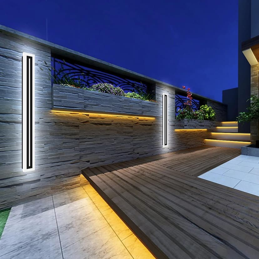 LED Long Wall Light Outdoor Wall Mounted Modern Lighting Fixture IP65 Waterproof Outdoor Wall Light, Suitable for Courtyard/Exterior Wall/Patio(6000K White Light, 23.6inch)