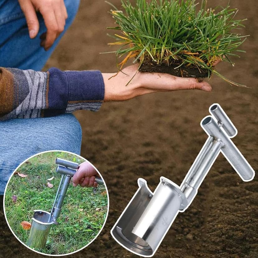 Garden Bulb Planter,Plant Seedling Transplanter,Stainless Steel Fruit Tree Transplant Drilling Tool,Bulb Planter Tool,Small Seed Planter Tool for Digging Holes to Transplanting