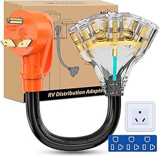 Nilight 30 Amp to 110V RV Adapter Cord 30 A to 15A RV Distribution Adapter Cord 3 Prong TT-30P Male to 3X 5-15R/5-20R Female ETL Listed for RV Camper Generator Household Outlet