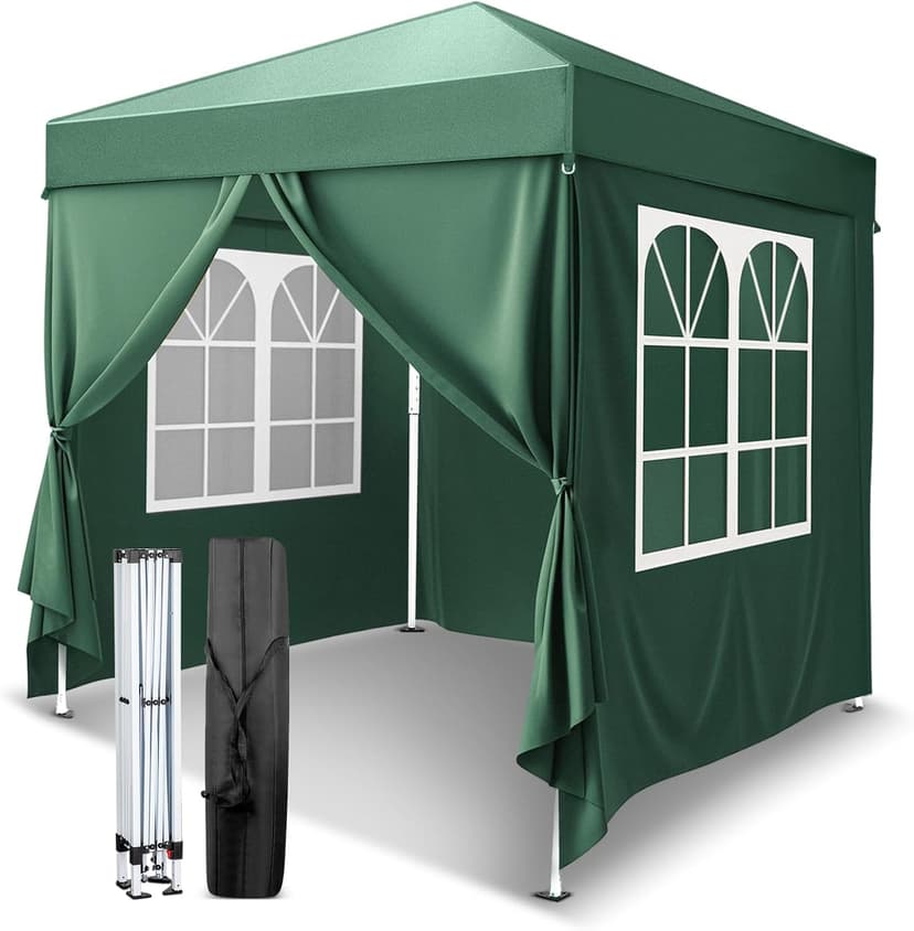 VINGLI 6.5x6.5 Pop Up Canopy Tent with Sidewalls, Outdoor Gazebo Canopy Tent, Patio Event Tents Outdoor Commercial Canopy for Parties (Green)