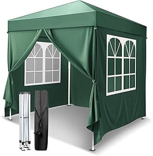 VINGLI 6.5x6.5 Pop Up Canopy Tent with Sidewalls, Outdoor Gazebo Canopy Tent, Patio Event Tents Outdoor Commercial Canopy for Parties (Green)