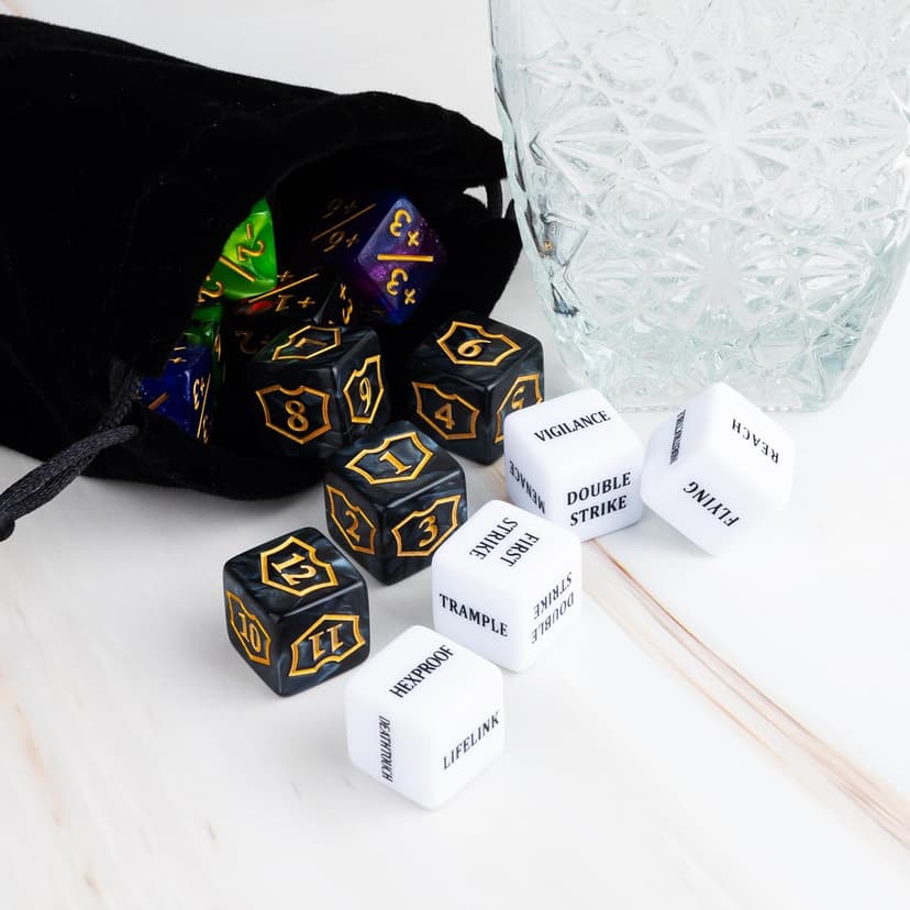 63 Pieces MTG Dice Counters Bulk Ability Keywords MTG Tokens Shield Life Counter 6 Sided Dice Set for Magic The Gathering,TCG,Cards Gaming Accessories