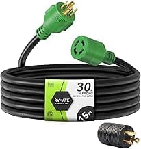 RVMATE 4 Prong 30 Amp 15 Feet Generator Extension Cord, NEMA L14-30P/L14-30R, 125/250V Up to 7500W 10 Gauge SJTW Generator Cord, ETL Listed