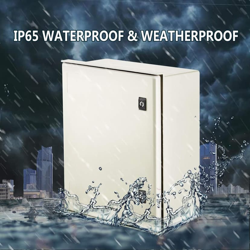 VEVOR Fiberglass Enclosure 19.7 x 15.7 x7.9 Electrical Enclosure Box NEMA 3X Electronic Equipment Enclosure Box IP65 Weatherproof Wall-Mounted Electrical Enclosure with Hinges & Quarter-Turn Latches