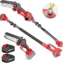 2-IN-1 Cordless Pole Saw & Mini Chainsaw, 2x4.0Ah Battery Powered 6 Inch Electric Pole Saw with Auto Oiling & Tool-Free Chain Tension, 15.2-Foot MAX & Multi-Angle Pole Saw for Tree Trimming